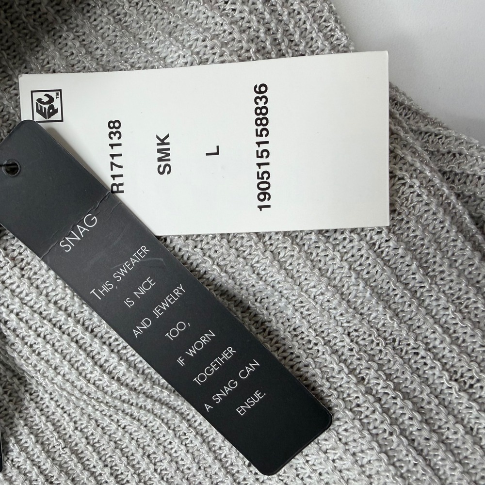 NWT NIC+ZOE Sweater Women L Gray Cotton Linen Lace Up Open Knit Pullover - Picture 6 of 10